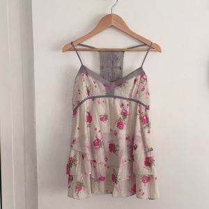 Free People floral cotton gauze top xs